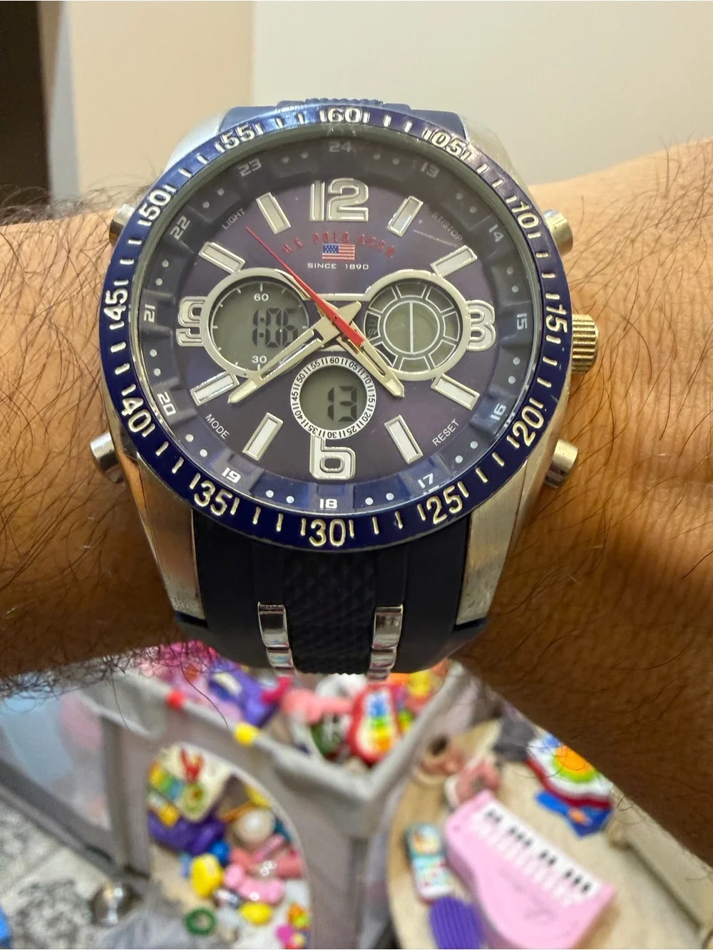 US Polo Assn Sport US9061 Mens Ana-Digi Blue Silicone